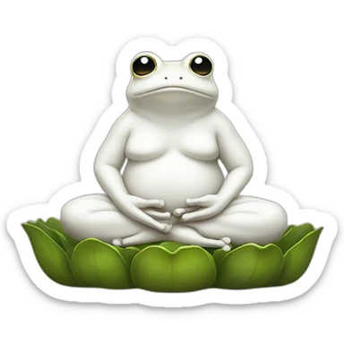 white frog sitting in buddha position sticker