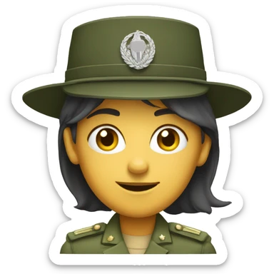 Nowadays Female army general with general's hat. sticker