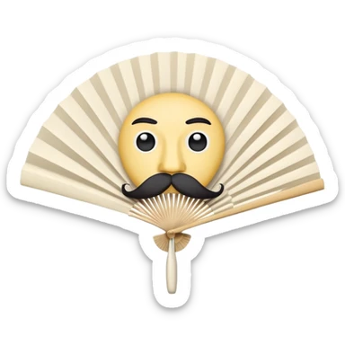 Paper fan with a face with a mustache sticker
