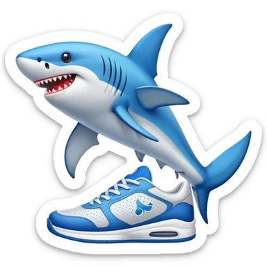 Tiburón con zapatos tenis azules sticker