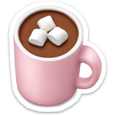 Light Pink mug of hot chocolate with marshmallows  sticker