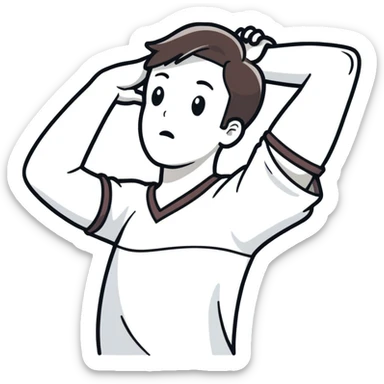 person pushing hair back sticker