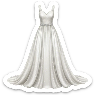 white sequin wedding gown isolated, detailed realistic sticker