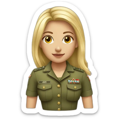 A girl in the army long hair blonde sticker