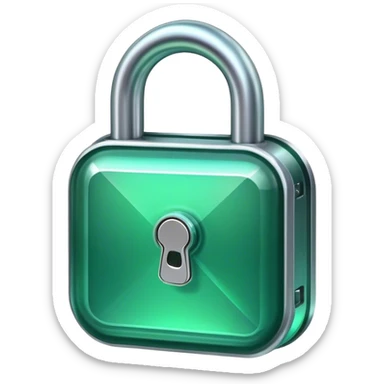 Holographic and glassmorphic dark green lock sticker