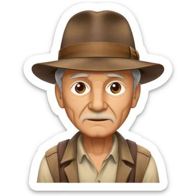 Old man with Indiana Jones hat sticker