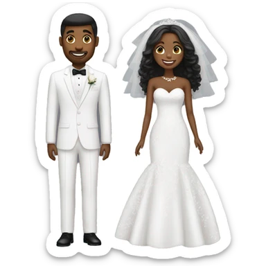 Black bride white groom sticker