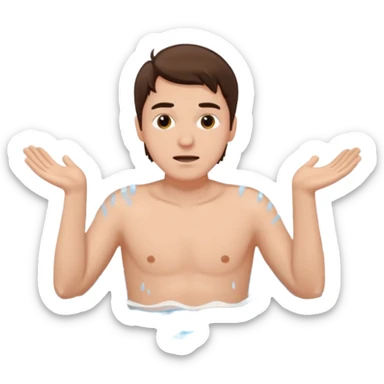 clothed brunette Man drowning in large pool of water with splashes   sticker