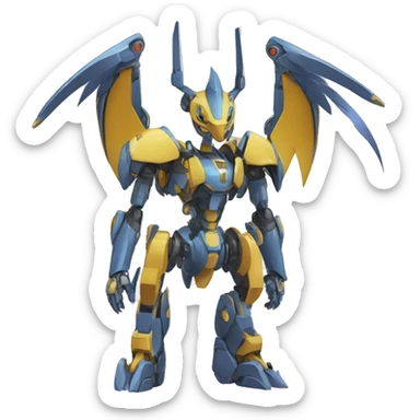 a futuristic mechanical Pokémon-Medabot-Dragon full body sticker