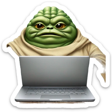 Jabba the Hutt from Star Wars with a laptop sticker