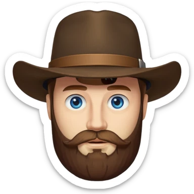 a western earl with full beard, wearing hat sticker