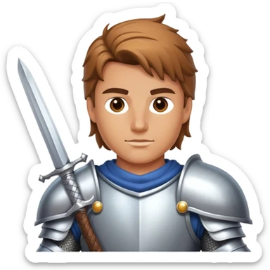 brave knight with shining armor and sword sticker