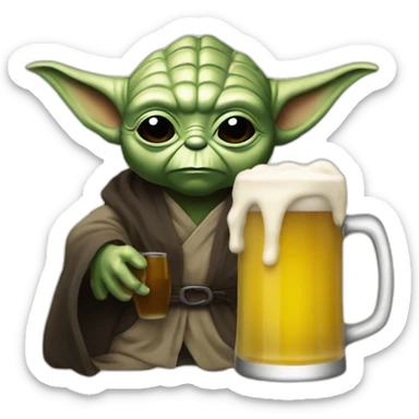 Yoda qui bois une bière avec Dark Vador sticker