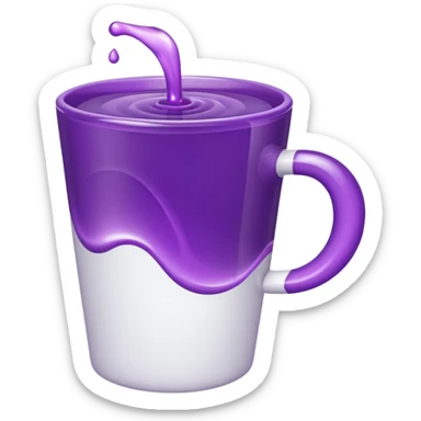 white cup with purple liquid sticker