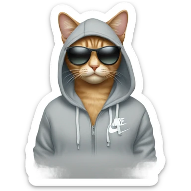 Cat Wearing A Nike Hoodie With Sunglasses  sticker