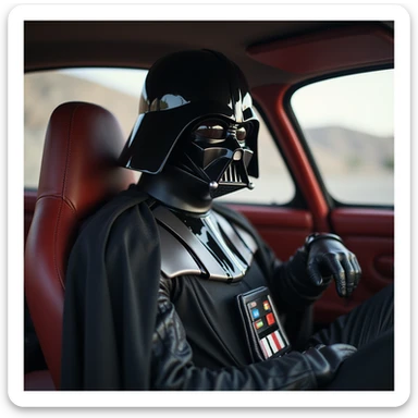 Darth vader sitting in porsche 911 sticker