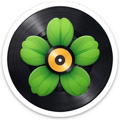 Vinyl record with a green flower pattern inside sticker