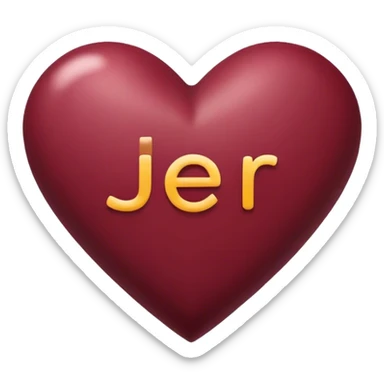Burgundy heart with the letters Jer in the middle  sticker