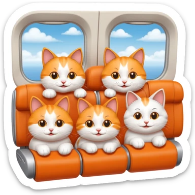 4 happy cats on an airplane sticker