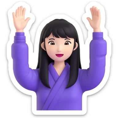 East Asian woman with long black straight hair and bangs cheering for Doosan Bears baseball team sticker