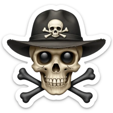 A skull and crossbones wearing a hat like vampire hunter D. sticker