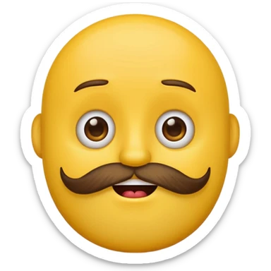 yellow emoji face with a beard, showing both happy and sad emotions at once sticker