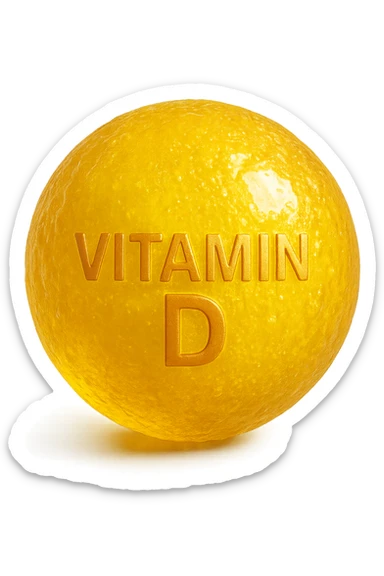 particella in 3d di Vitamina D gialla, iperrealistica in 3d sticker