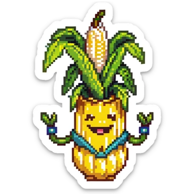 Corny Cob from Shopkins, a cute anthropomorphic ear of corn character with a yellow body, green husk at the top, and a smiling face sticker