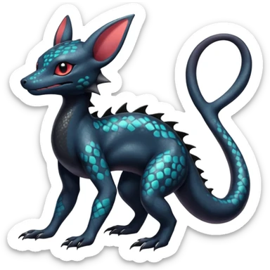 Shiny beautiful gorgeous ethereal Scaley Exotic Salandit-Umbreon-Noibat-Fakémon-hybrid-creature (full body) sticker