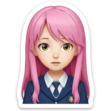 Anime girls with long pink hair sticker