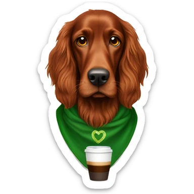 Irish setter with coffee sticker