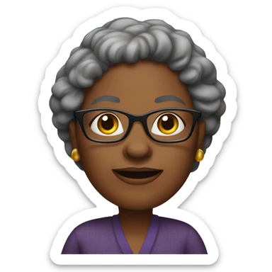 A black older women about 50 years old  wearing glasses  sticker
