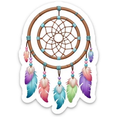 Mini pastel dreamcatcher with white wooden frame  sticker