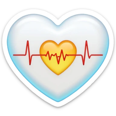 white heart with a pulse, simple and bold, Discord emoji style sticker