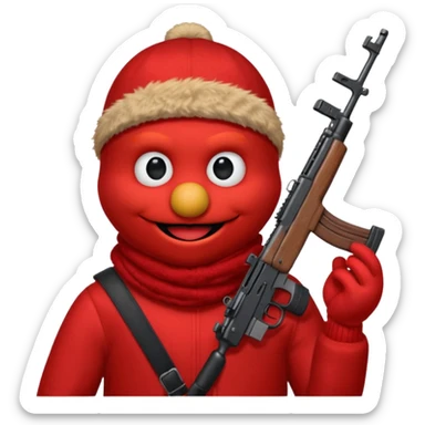 elmo with an AK47 and an black balaclava sticker