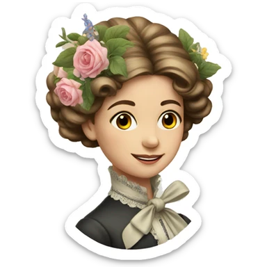 young victorian lady with flowers sticker