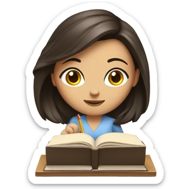 Pretty brunette woman studying sticker