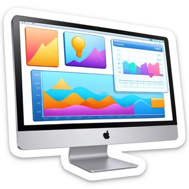 Create an emoji for animation and motion design. Show a computer monitor displaying cartoon creation process, with a timeline, keyframes, and motion effects. Use modern, vibrant colors. No emojis or smiley faces. Transparent background. sticker