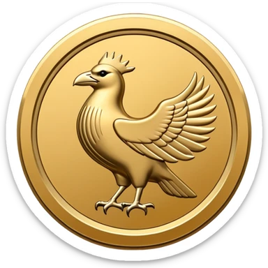 flat minimalist icon of a circle with ridges like a coin with a rook in it sticker