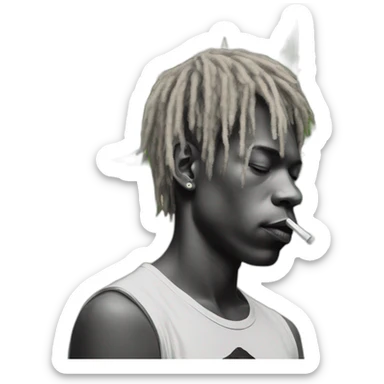 a young man with basquiat t-shirt smoking weed sticker