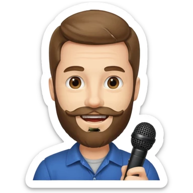 The weeked – beard, late 30s, holding microphone sticker