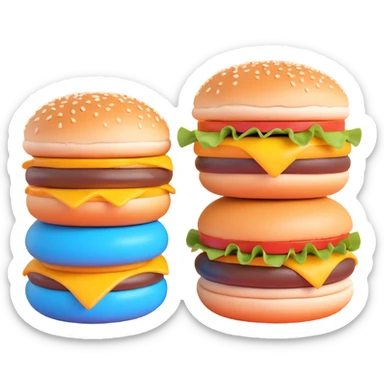 a long blue tongue sticking out between two hamburger buns, looking very funny and mischievous, 3D emoji style sticker