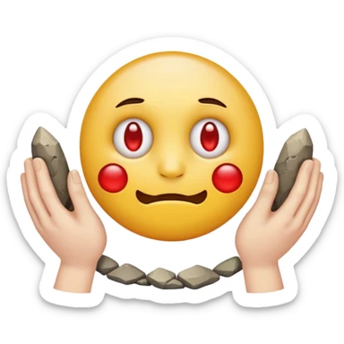 a yellow emoji circle with rock on hands and he looks super drunk sticker