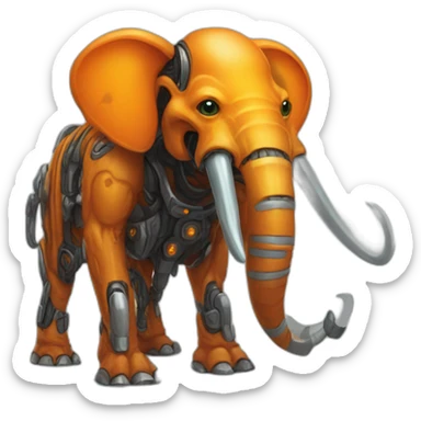 Little completely orange mammouth cyborg sticker