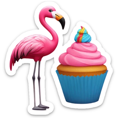 Pink flamingo with a cupcake sticker