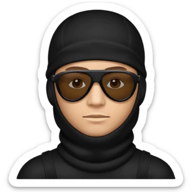 man in black balaclava and black sunglasses sticker