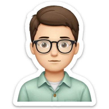 boy with glasses and casual shirt sticker