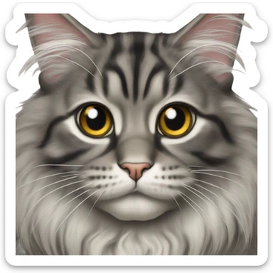 Maine coon cat tabby grey and black  sticker