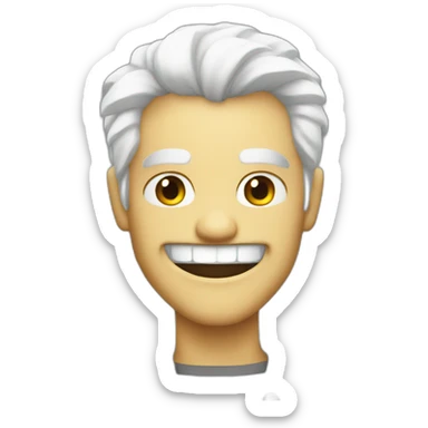 White hair and an evil smile sticker