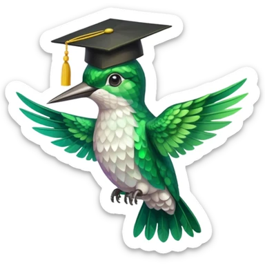 Un colibri con birrete de graduación  sticker